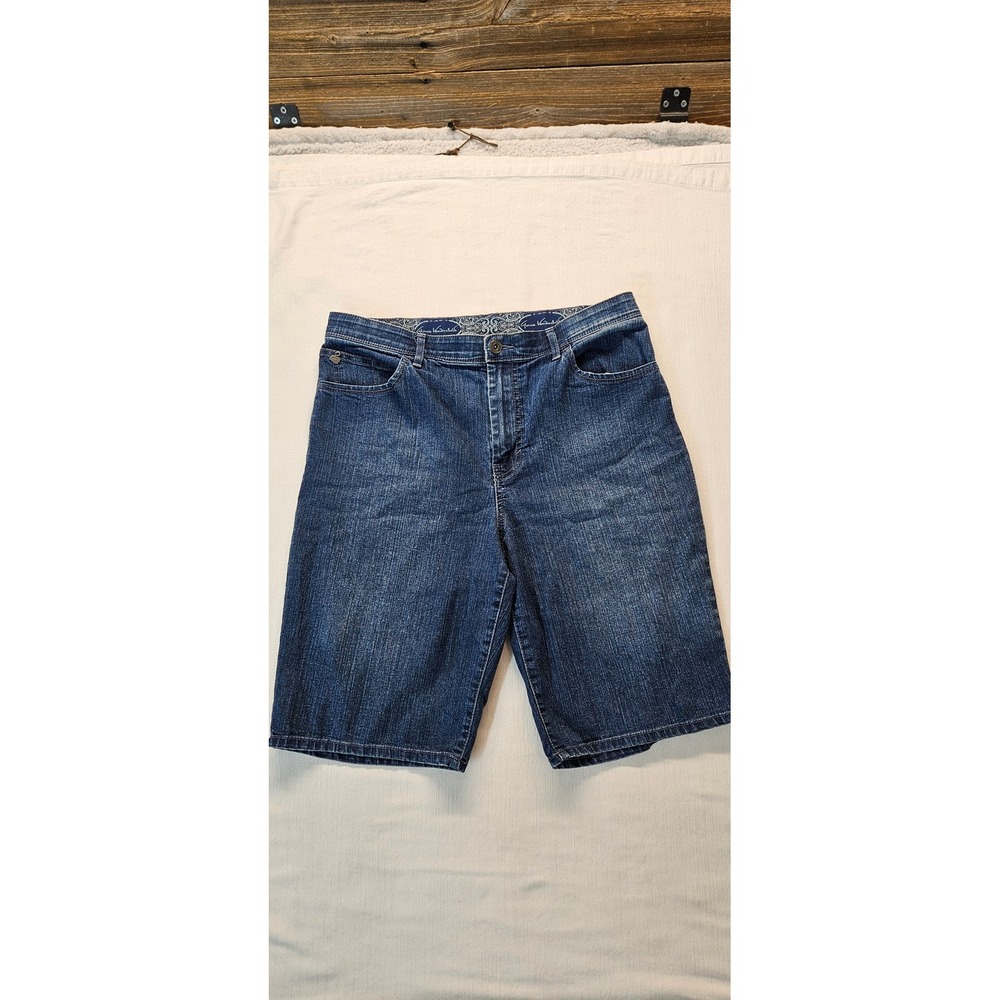 Gloria Vanderbilt Amanda Denim Bermuda Shorts Dark Wash Blue Women Size 10